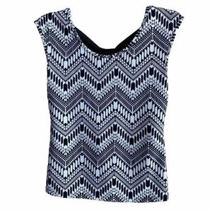 Women's Rue 21 Black & White Geo Sleeveless Bow In Back Top Size Medium
